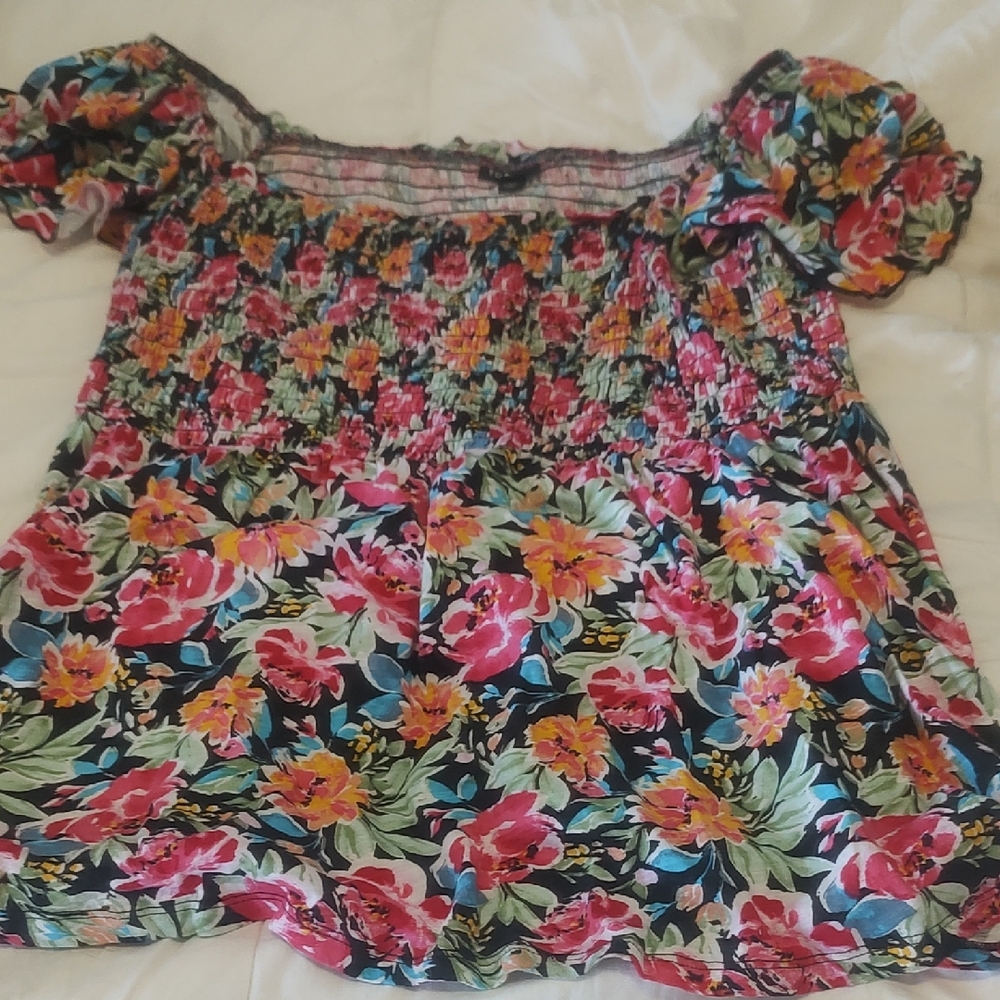 Torrid Multicolor Floral Smocked Blouse